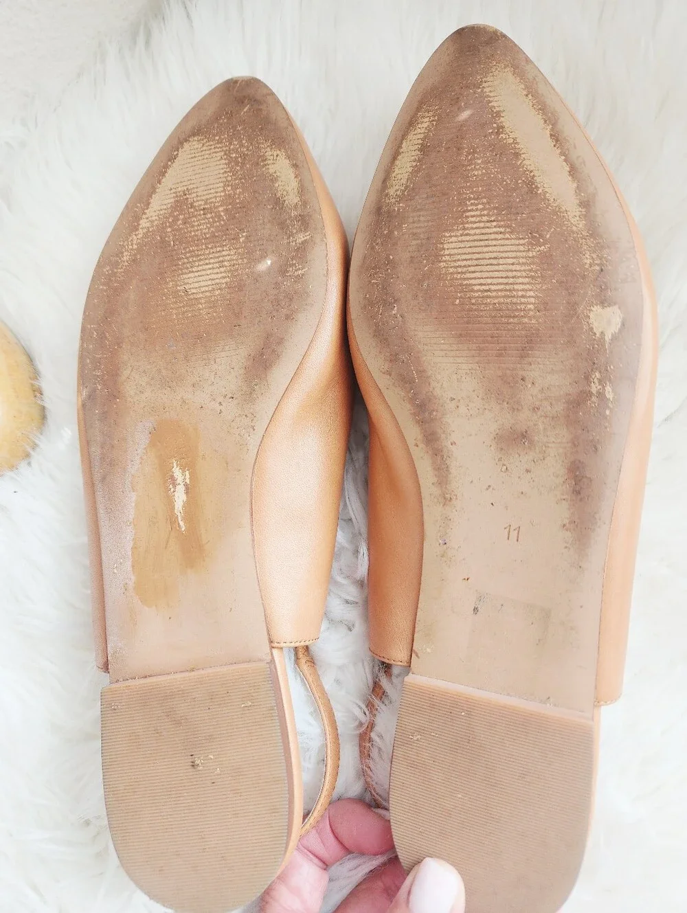 MADEWELL THE MARGOT POINTED TOE SLINGBACK FLAT IN LEATHER CAMEL TONE SIZE 11